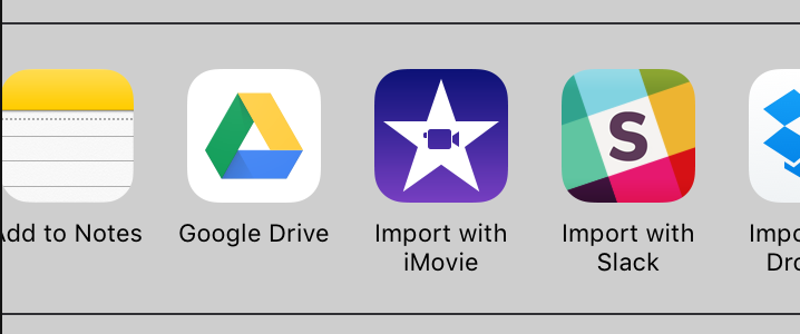 ios sharing options including imovie